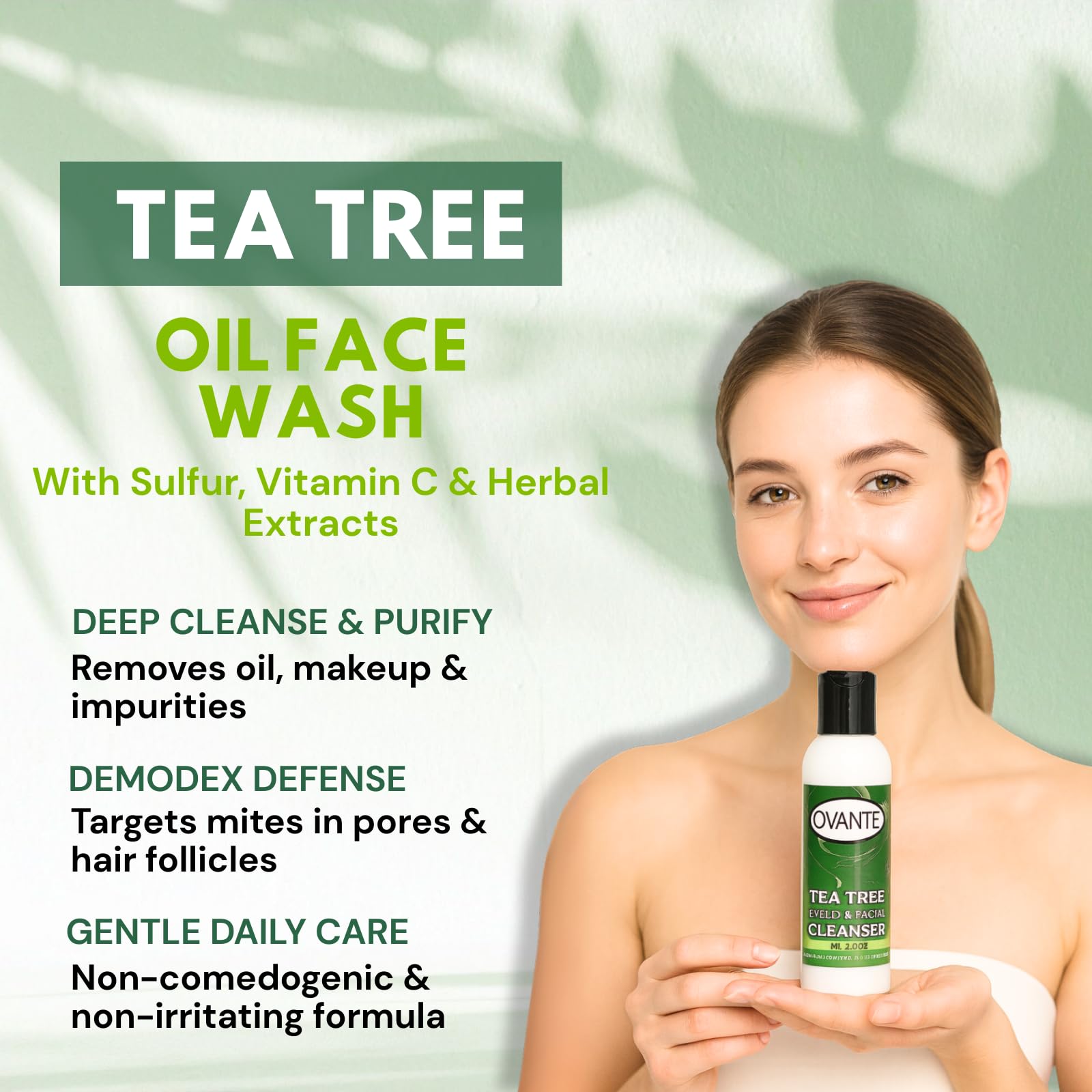 OVANTE Tea Tree Oil Eyelid Cleanser gentle foaming texture for clean skin