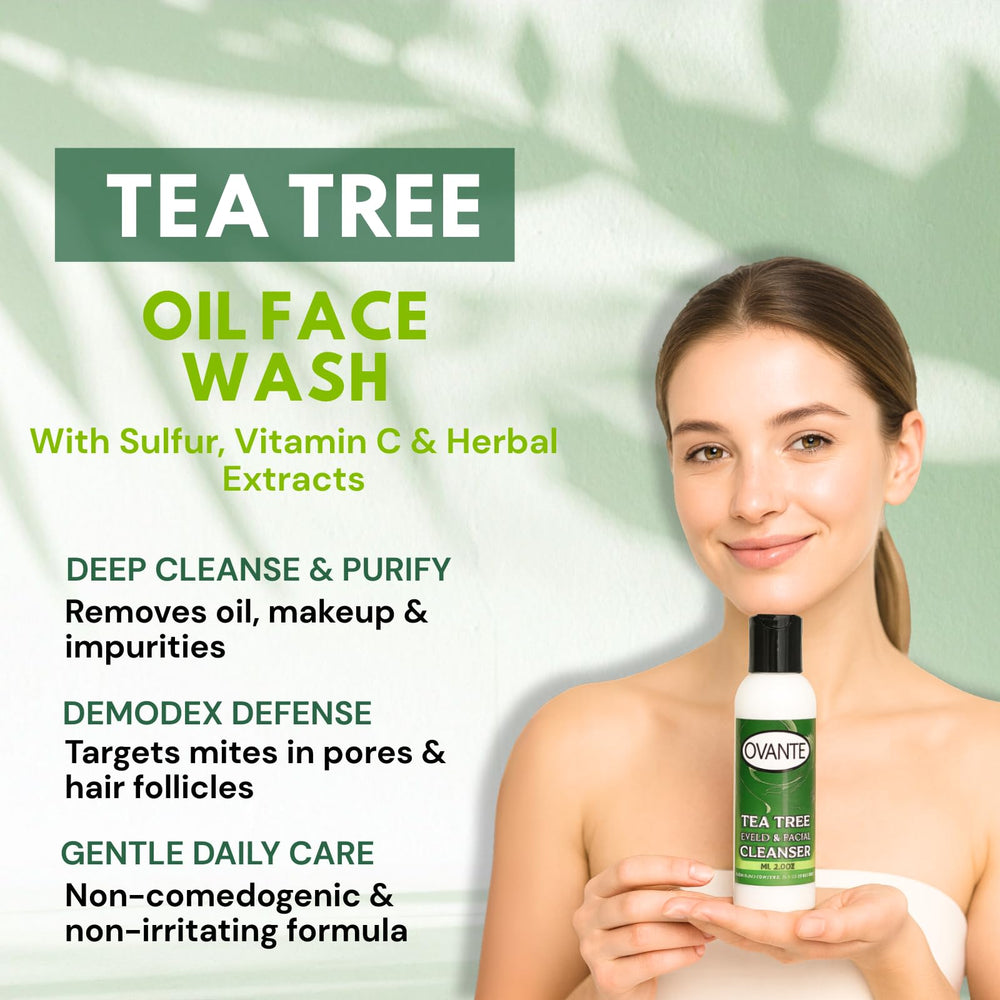 OVANTE Tea Tree Oil Eyelid Cleanser gentle foaming texture for clean skin