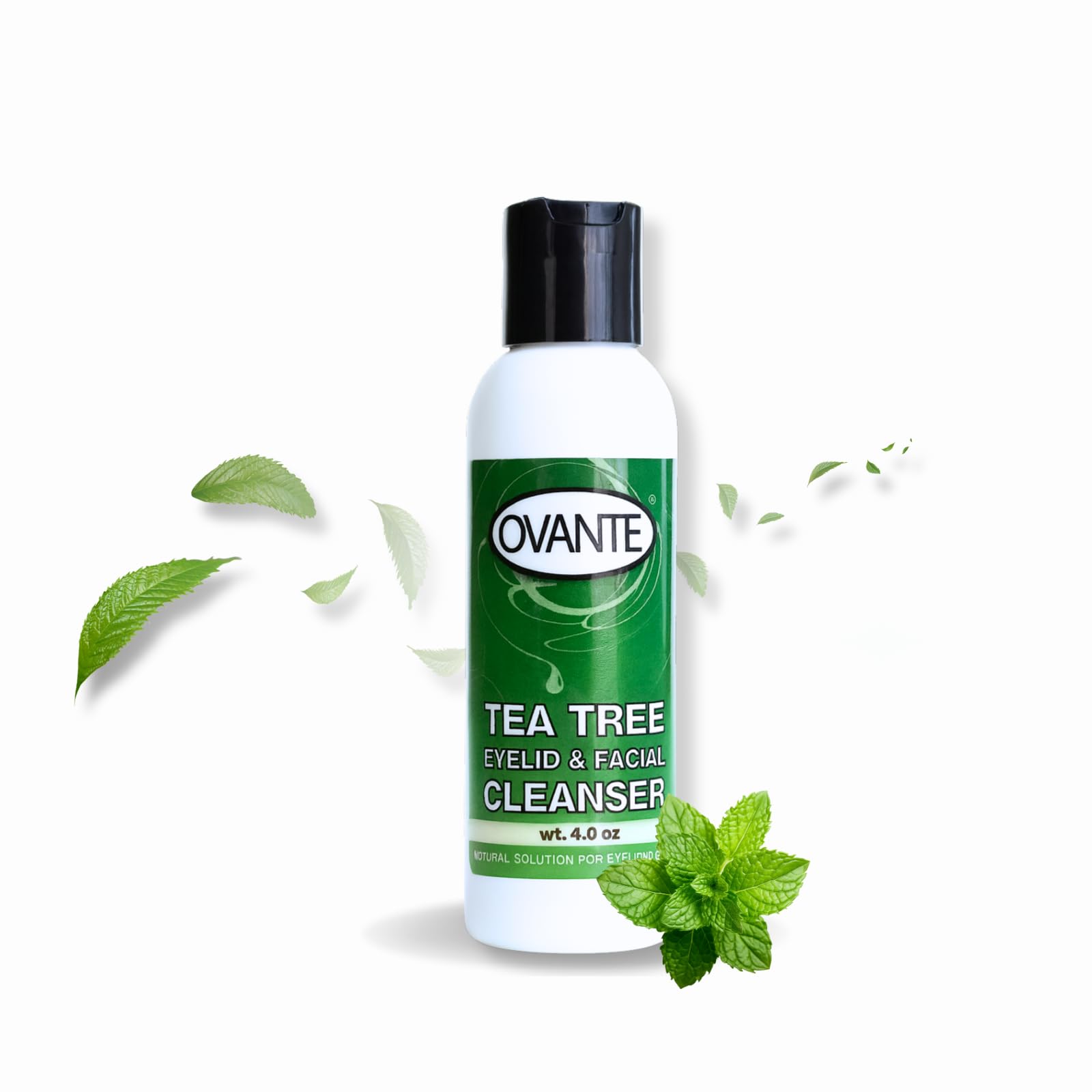 OVANTE Tea Tree Oil Eyelid Cleanser natural extracts visible in ingredients