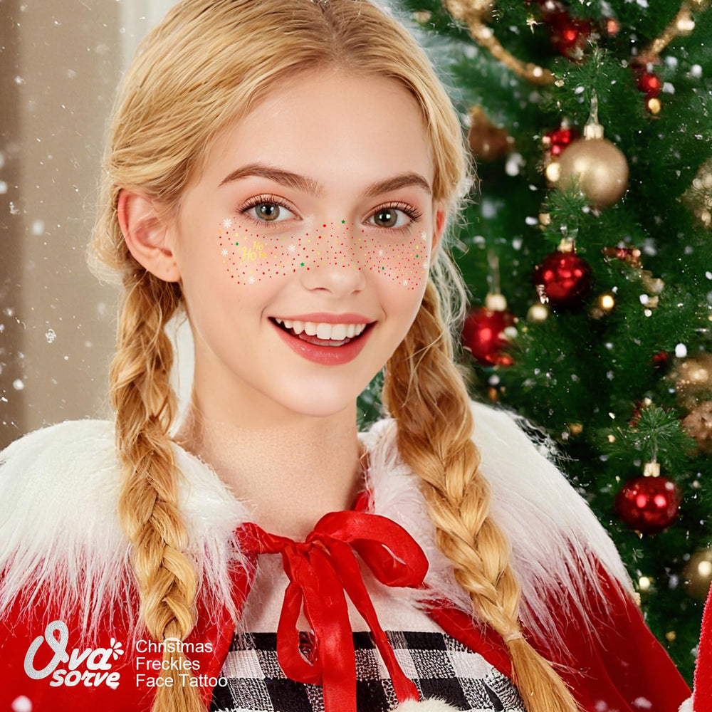 Ovasorve red-green-white holiday face art versatile for makeup and cosplay