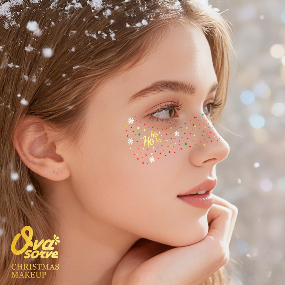 Ovasorve peel-and-press face tattoos easy application for quick holiday looks