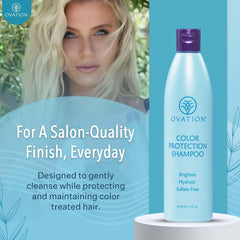 Ovation Hair Color Protection Shampoo lather provides gentle cleansing that preserves color.