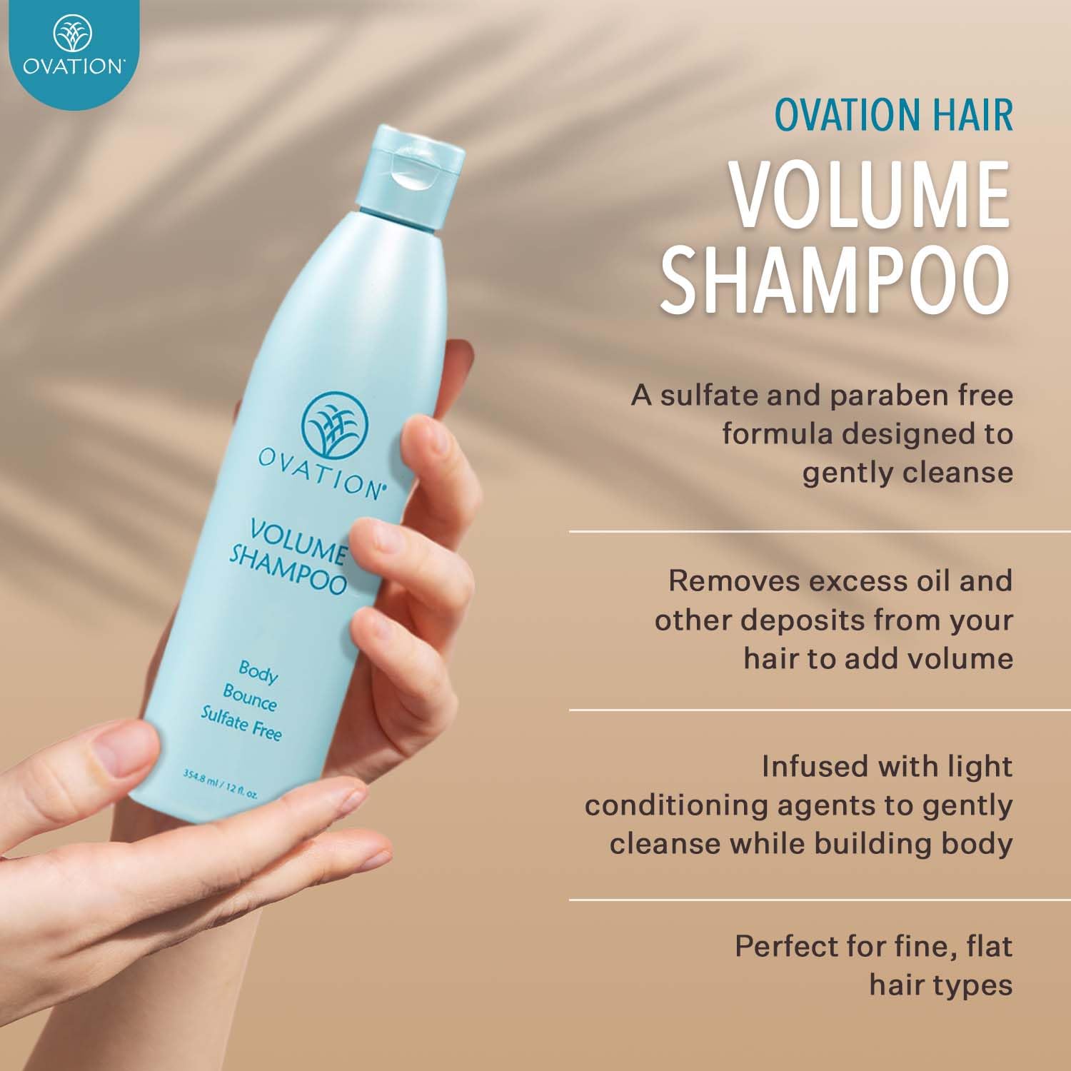 Ovation Hair Volume Shampoo ingredients-fenugreek-aloe highlight natural volumizing and nourishment