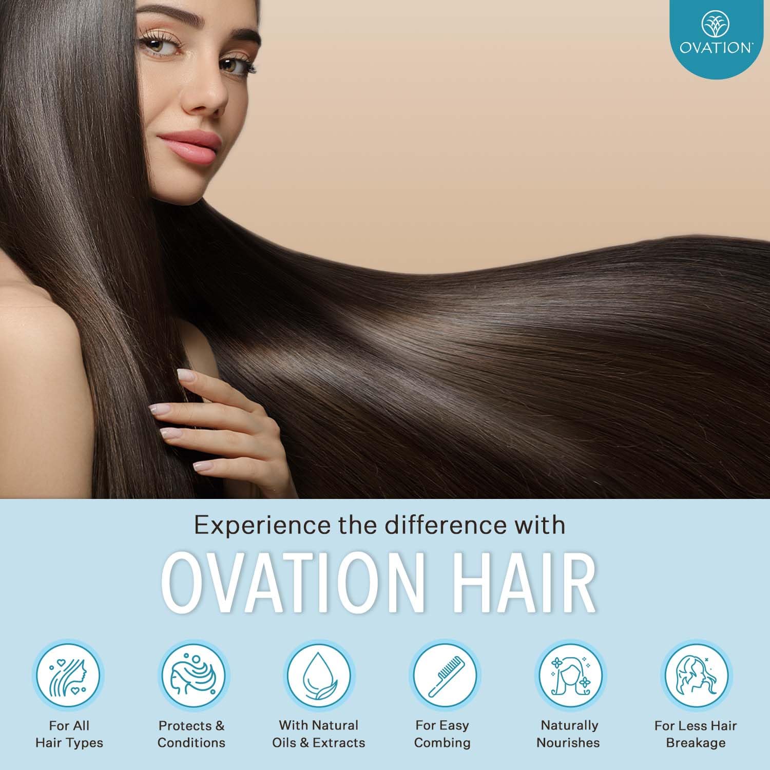 Ovation Moisture Conditioner label emphasizes cruelty-free, USA-made branding.