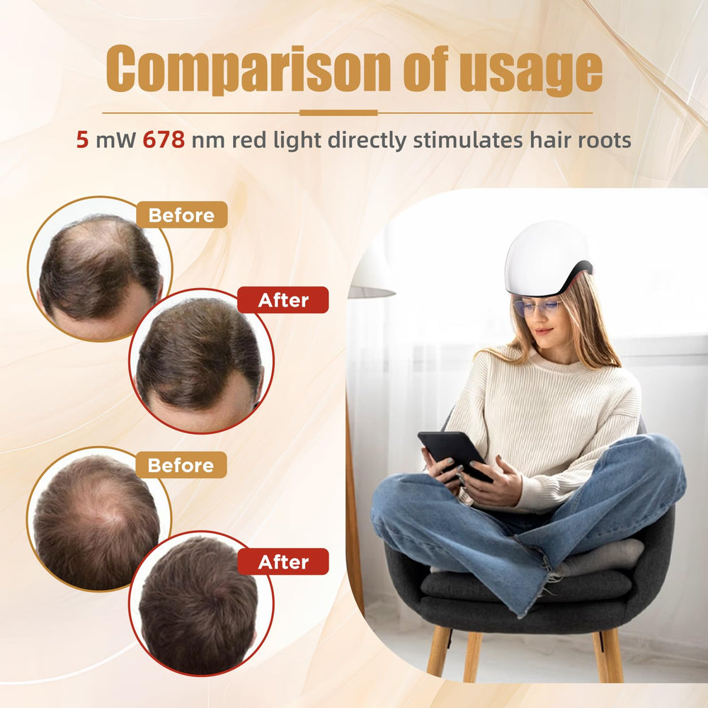OVEKPA hair growth device usage during activity shows freedom to move during treatment