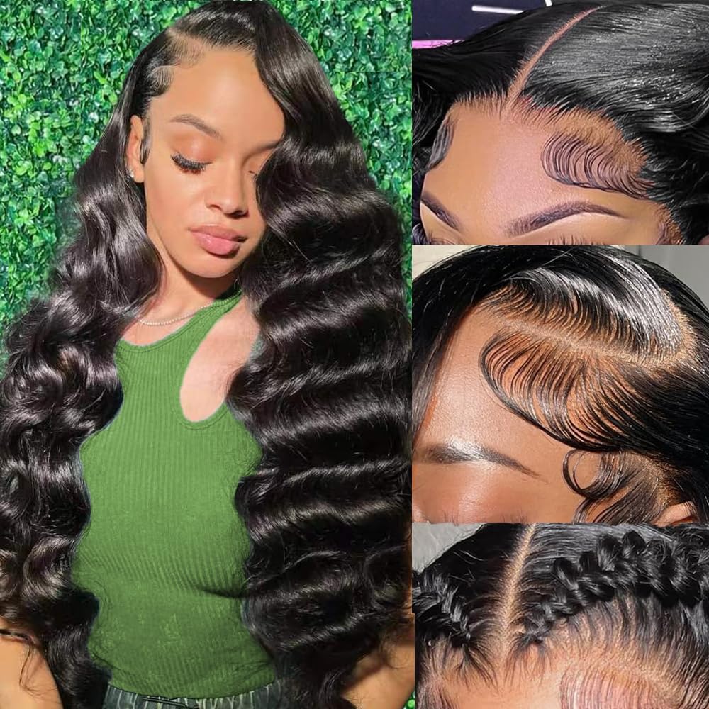 OVEOOZ 30in body wave wig front view for natural daily wear