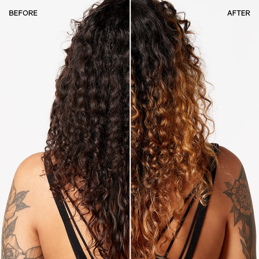 oVertone Hair application on strand demonstrates even lightening with minimal damage