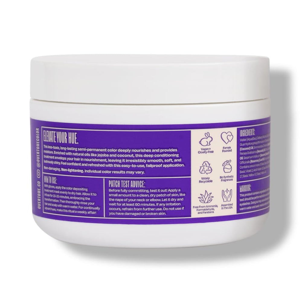 Overtone hair application on dry hair demonstrates color deposit