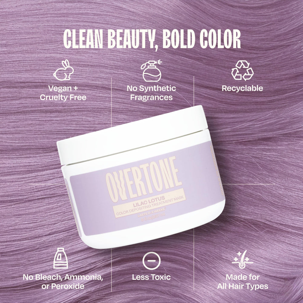 overtone lilac lotus pastel shade on light hair for soft color.