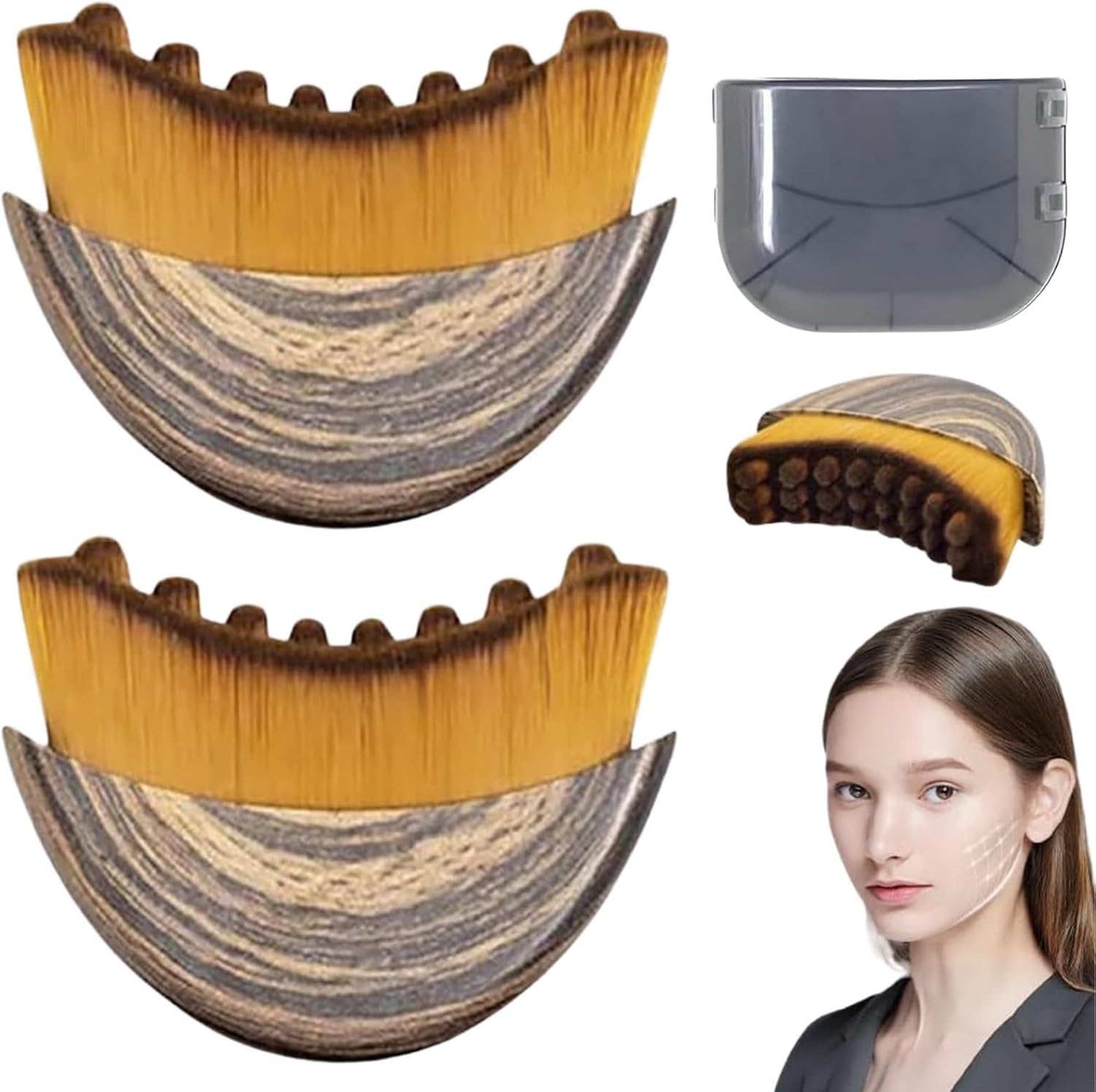 OVQ lymphatic contour brush front view highlights ergonomic design for gentle facial drainage