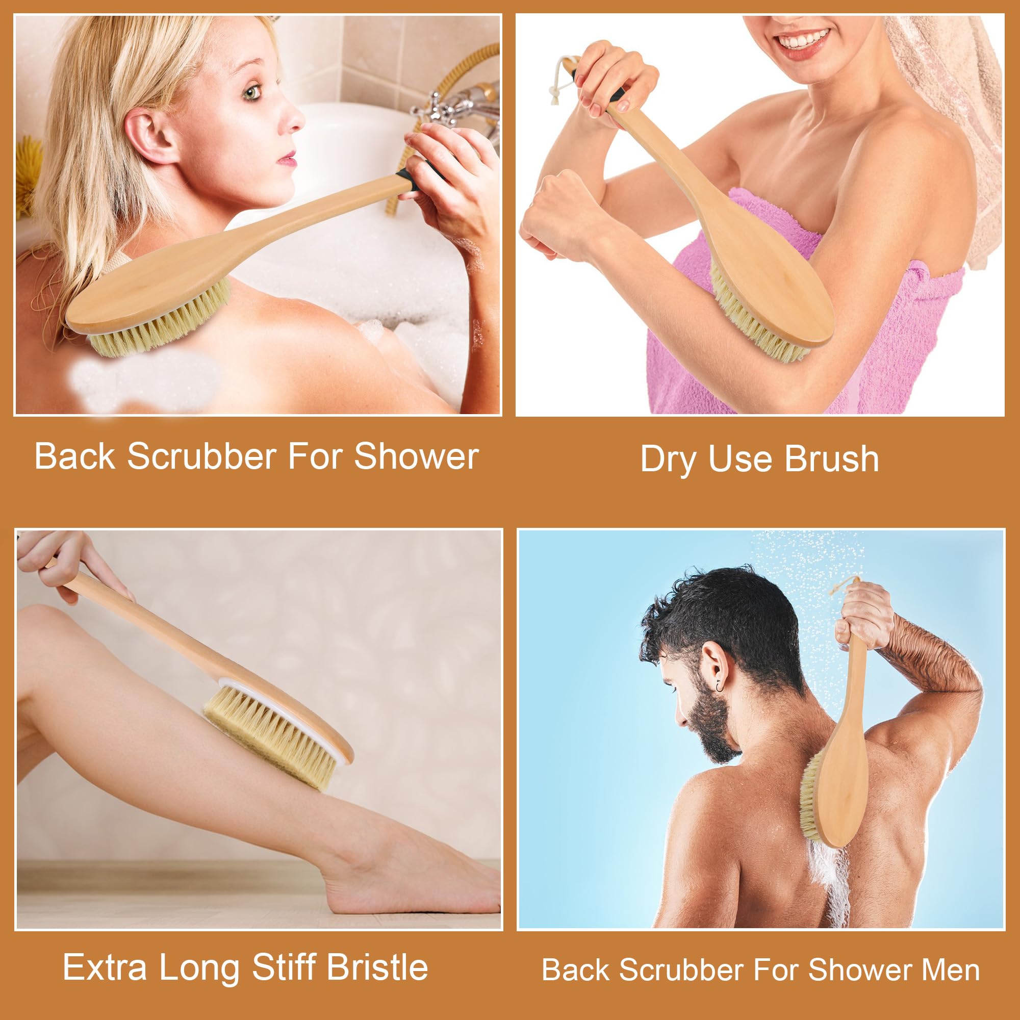 OWIIZI back scrubber grip with anti-slip rubber improves control during wet or dry use.