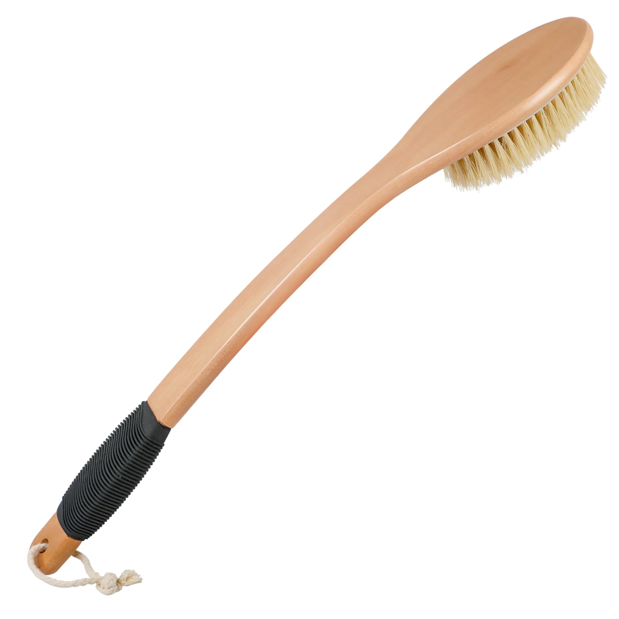 OWIIZI back scrubber brush long curved handle enables easy back reach and thorough exfoliation.