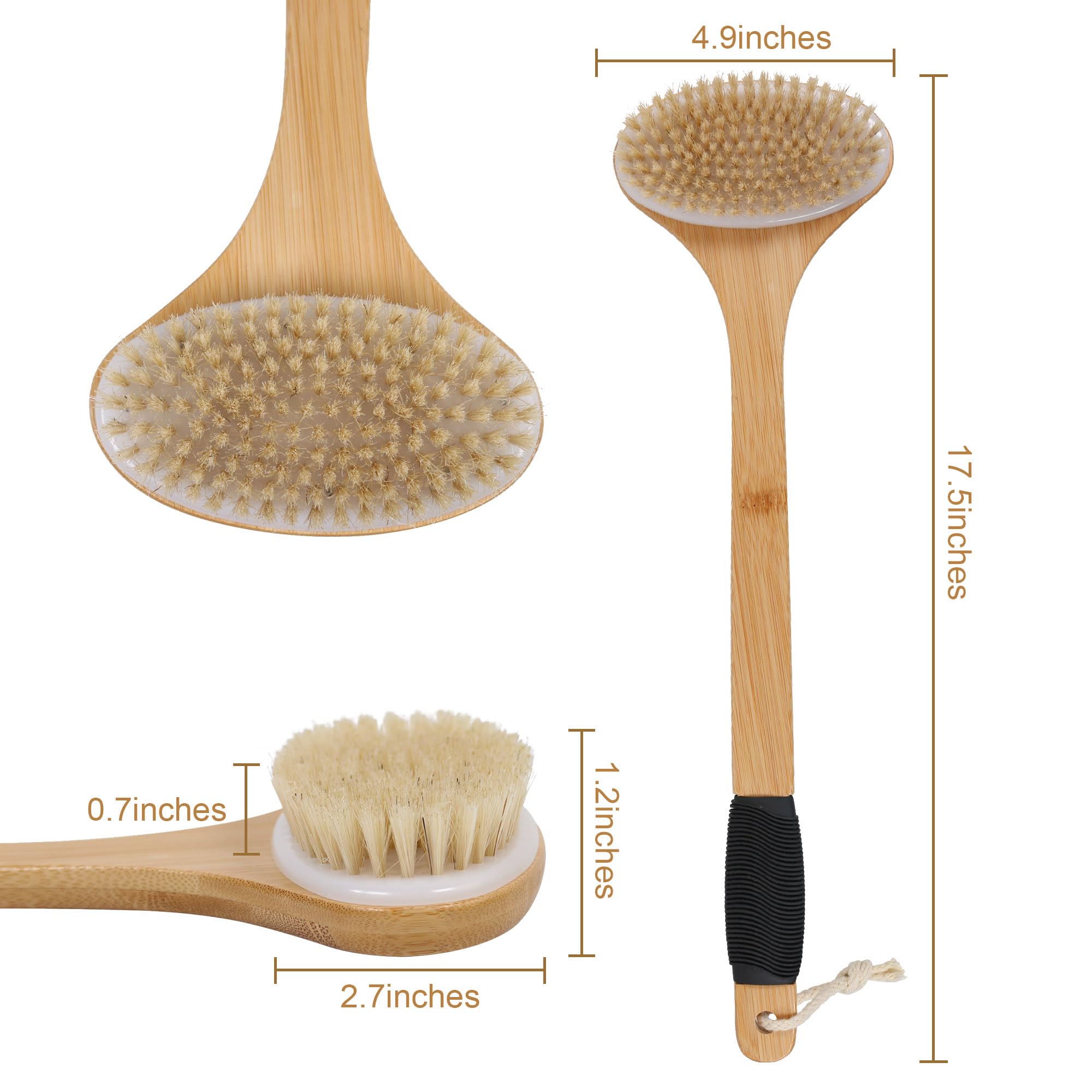 OWIIZI sterilized stiff boar bristles deliver precise back exfoliation