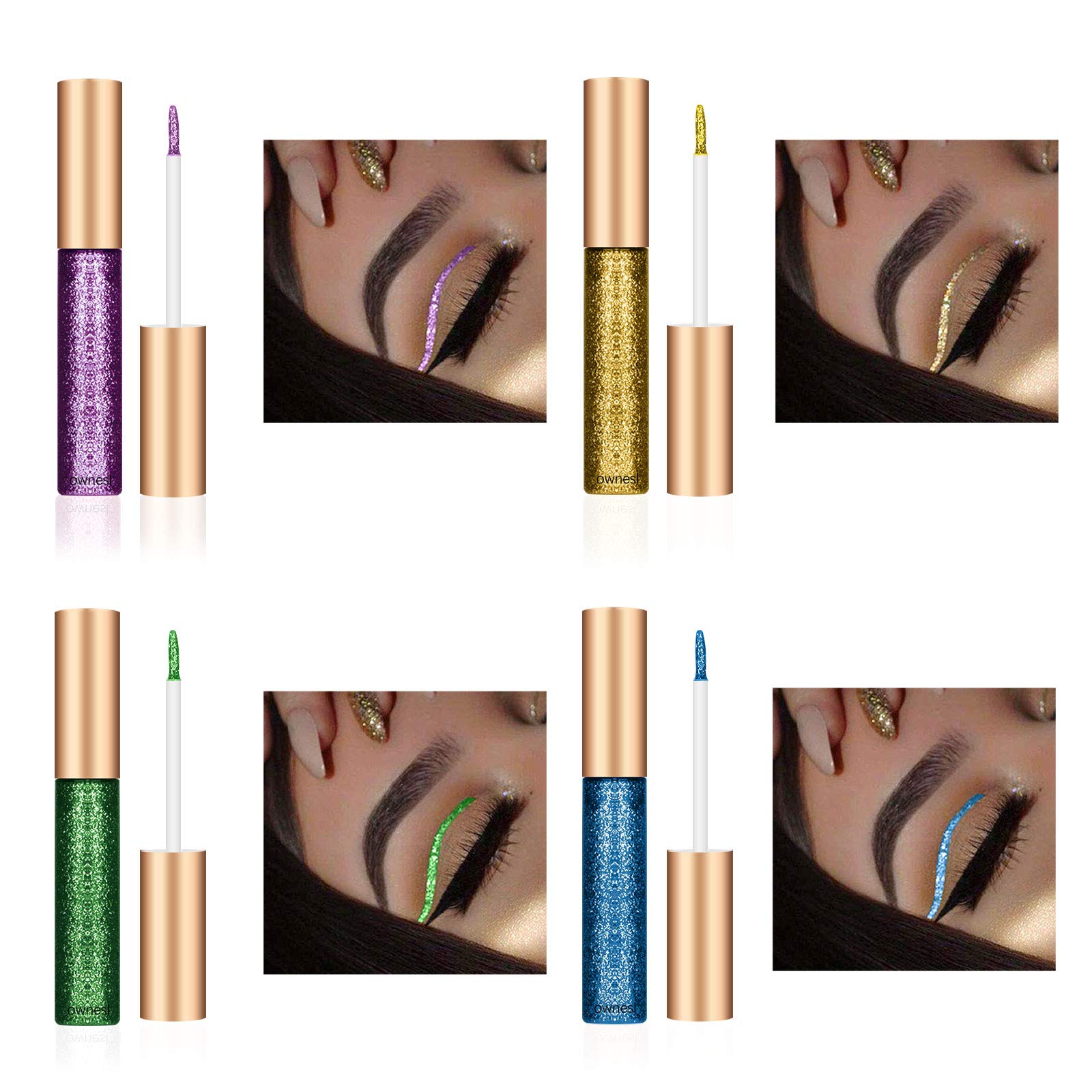 Ownest green glitter eyeliner swatch brings fresh, luminous color.