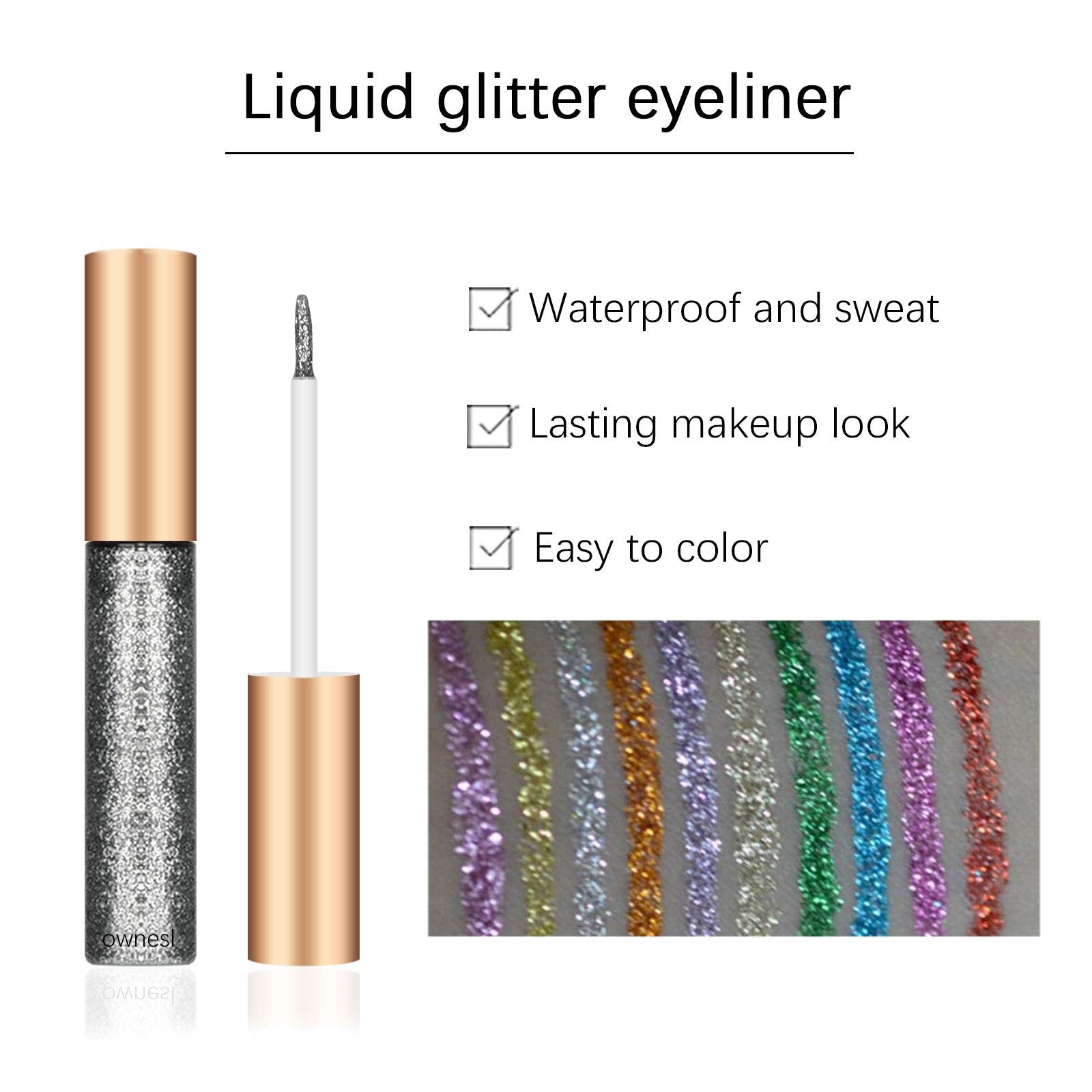 Ownest yellow glitter eyeliner swatch pops with sunny shimmer.
