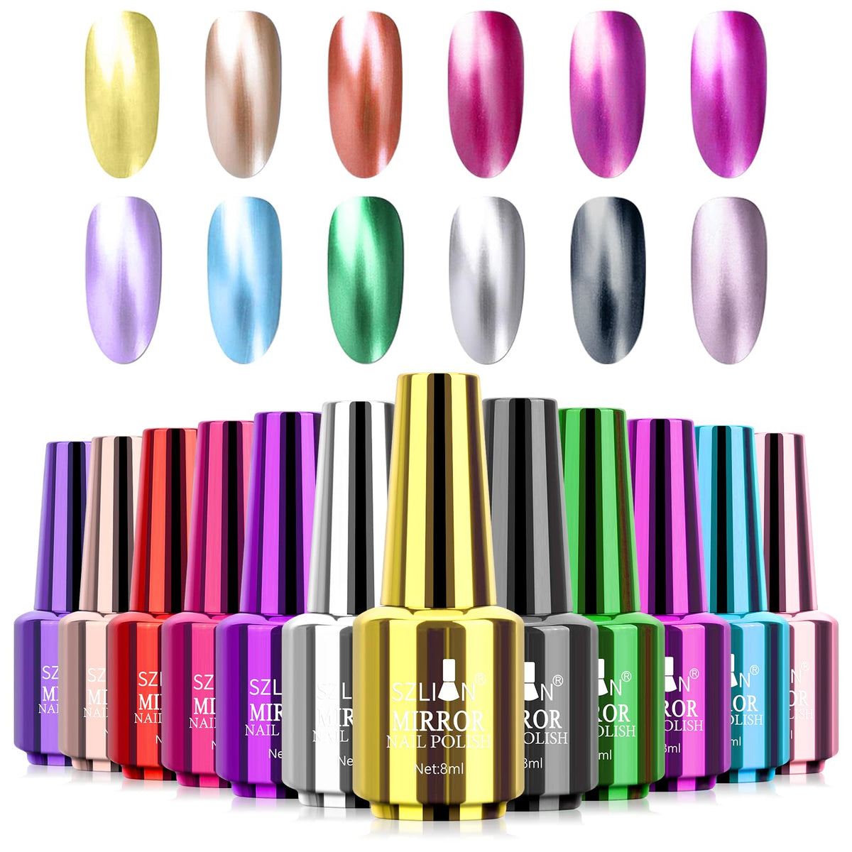 Ownest mirror nail polish set with 12 colors for a luxe at-home manicure.
