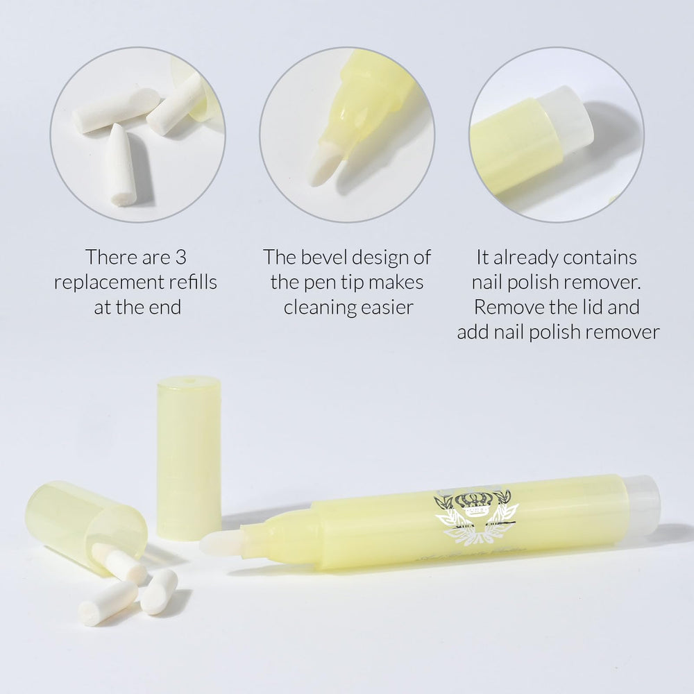 Packaging image of Ownest Nail Polish Corrector Pen with three refills included.