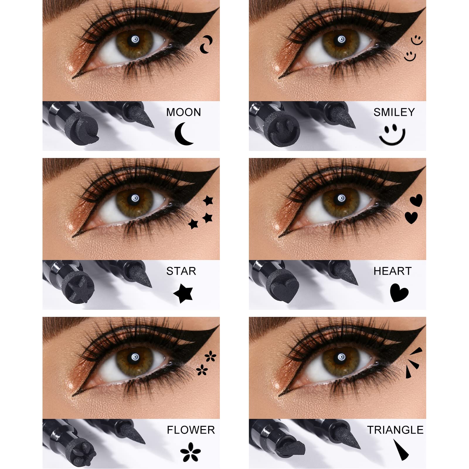 Ownest six-patterns stamps offer decorative shapes for playful eye looks.