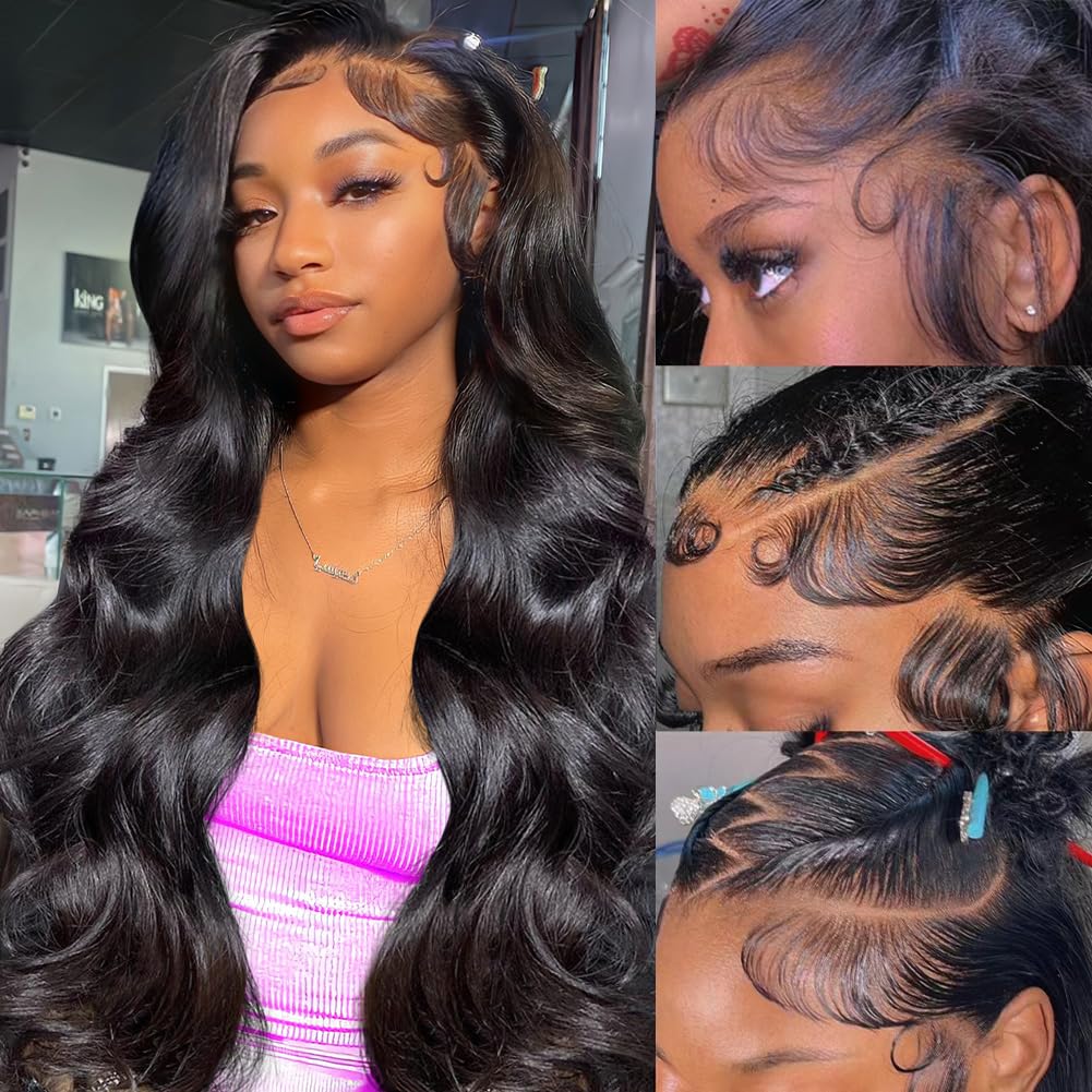 OWNROSE 30 inch body wave lace-front wig shows natural hairline and seamless blend for photos.