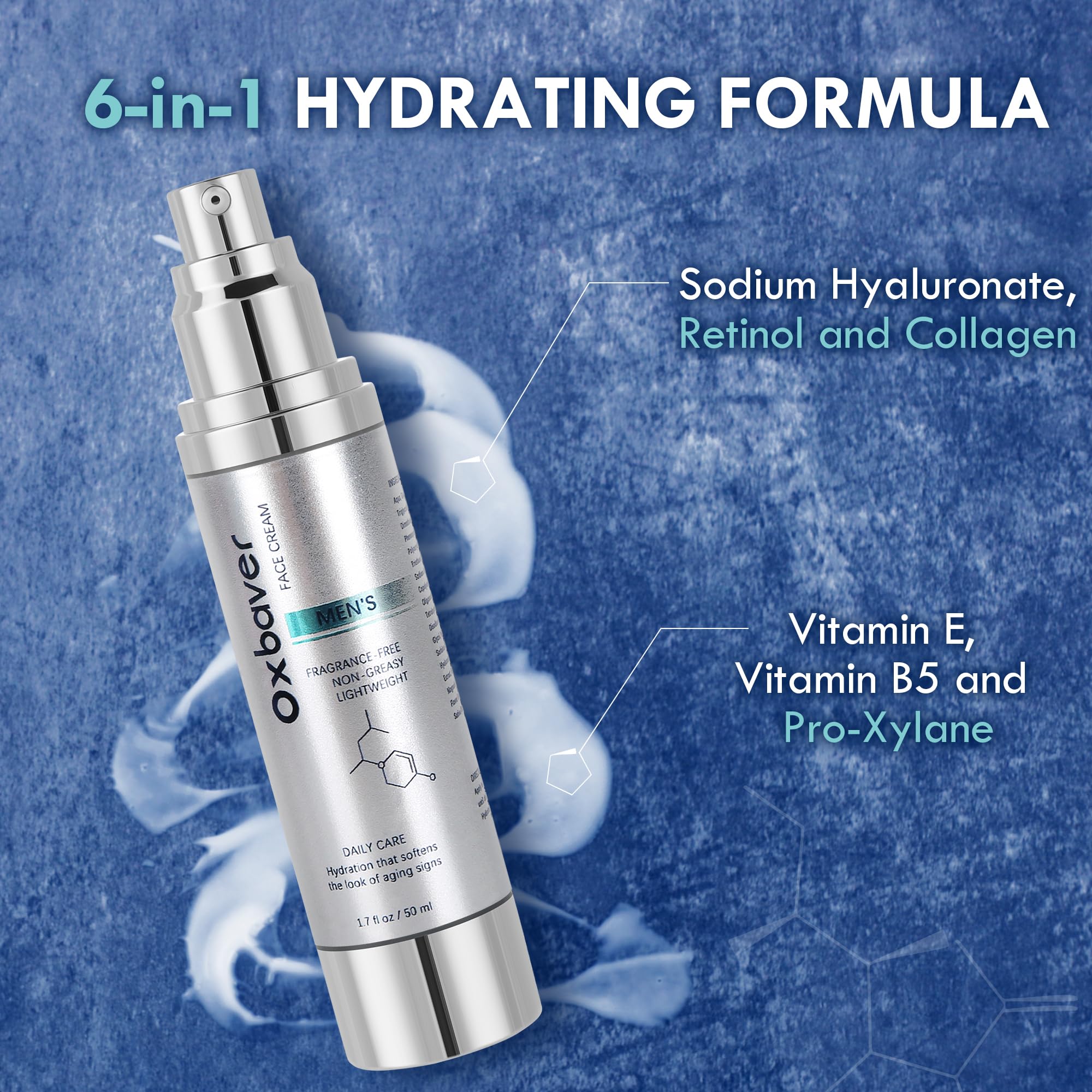 Oxbraver Face Cream pump dispenses easy, measured application