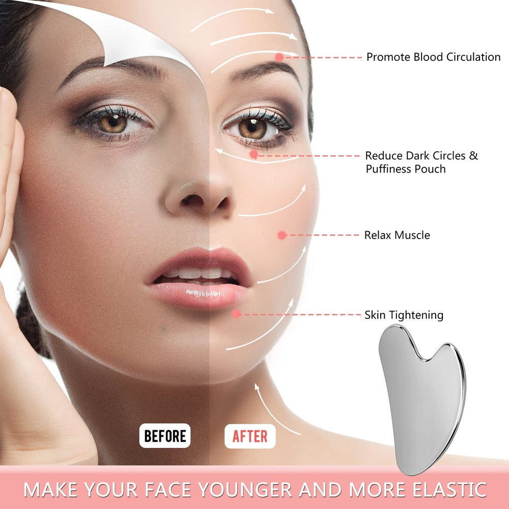 OXT Gua Sha, diseño ergonómico para masaje facial suave.