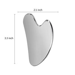 OXT Gua Sha en acero inoxidable, ideal para masajes corporales.