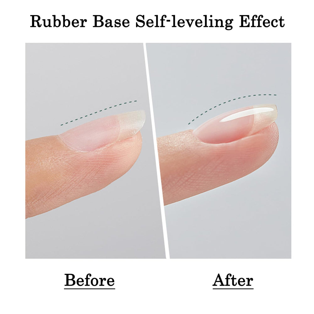 Close up of nail application with rubber base gel for secure adhesion