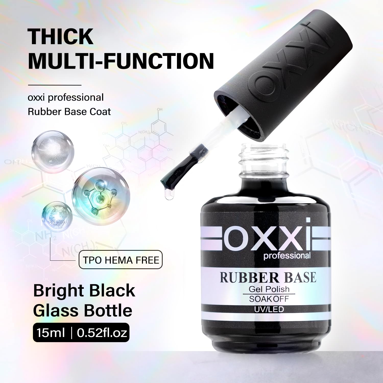 OXXI Professional rubber base gel swatch demonstrating self-leveling and thickness