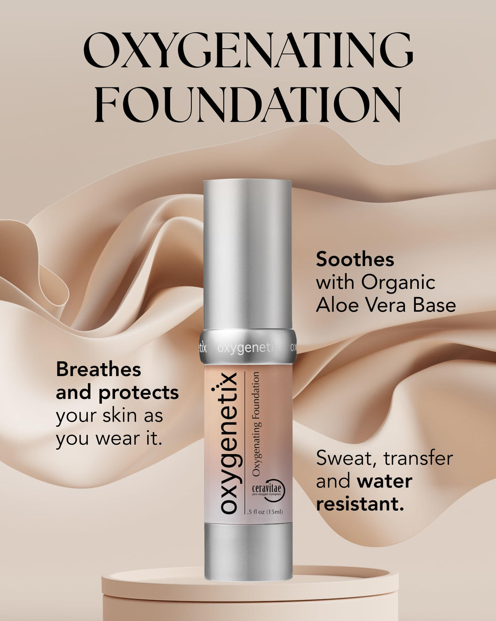 Oxygenetix foundation Taupe swirl on skin shows buildable, natural-looking coverage.