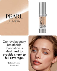Oxygenetix Oxygenating Foundation Pearl on model reveals a weightless, natural finish.