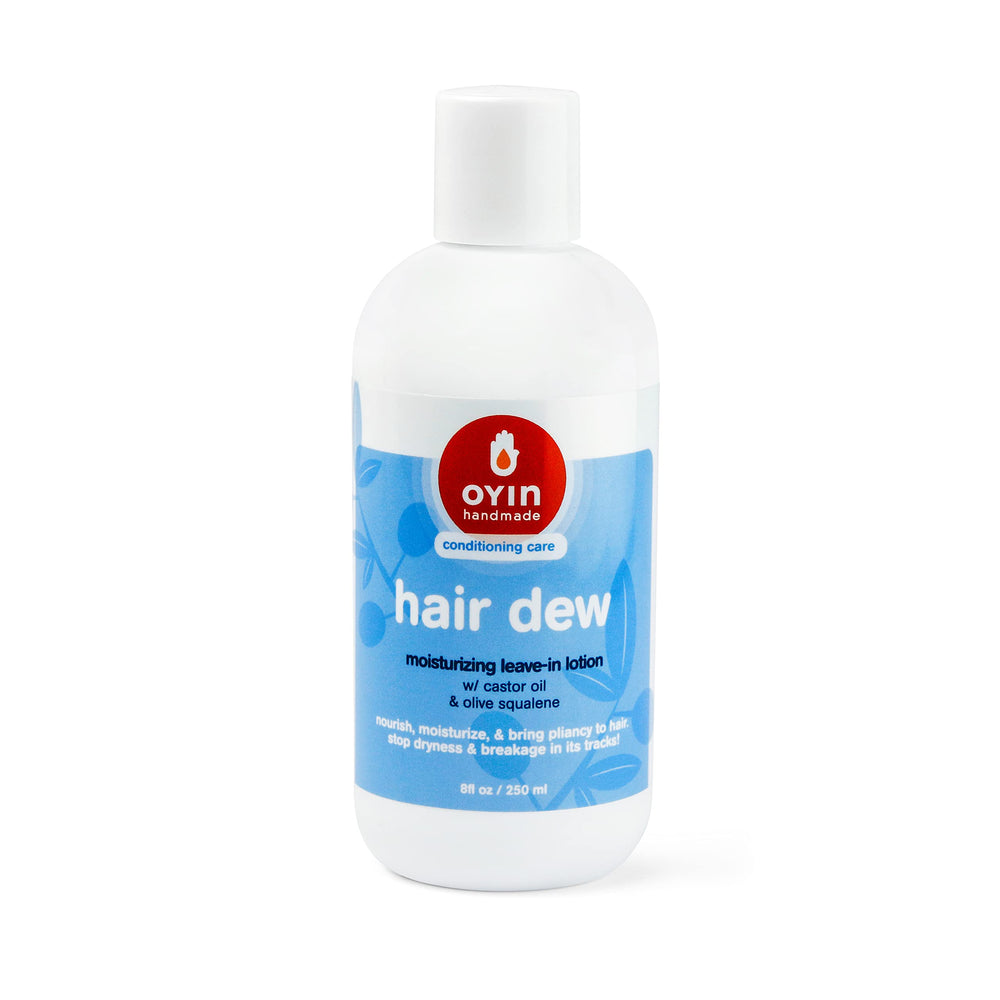 Oyin Handmade Hair Dew bottle pour shows convenient daily moisture for refreshed curls