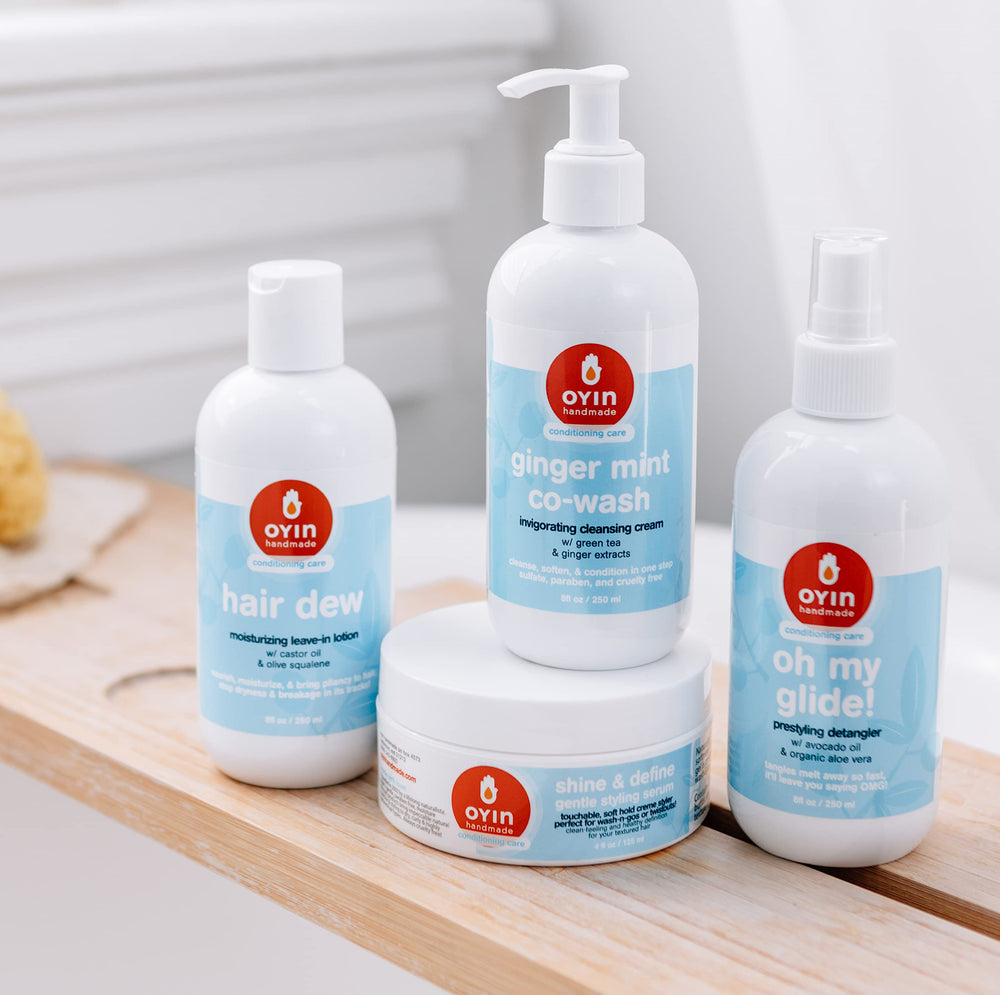 Oyin Hair Dew on dry hair showcases moisture revival and pliancy for textured styles