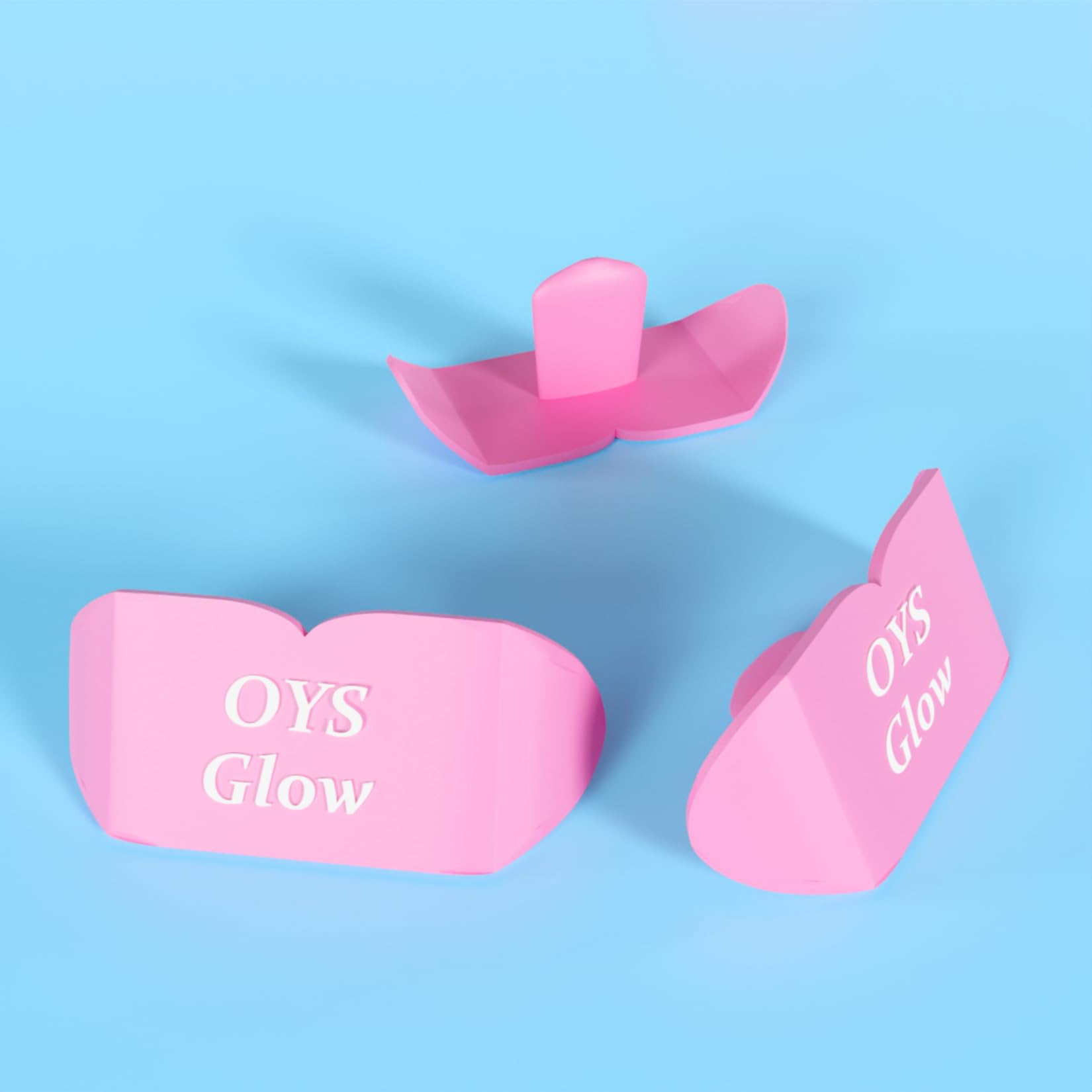 OYS GLOW silicone lip shield on tanning bed highlighting gentle lip barrier during sessions.