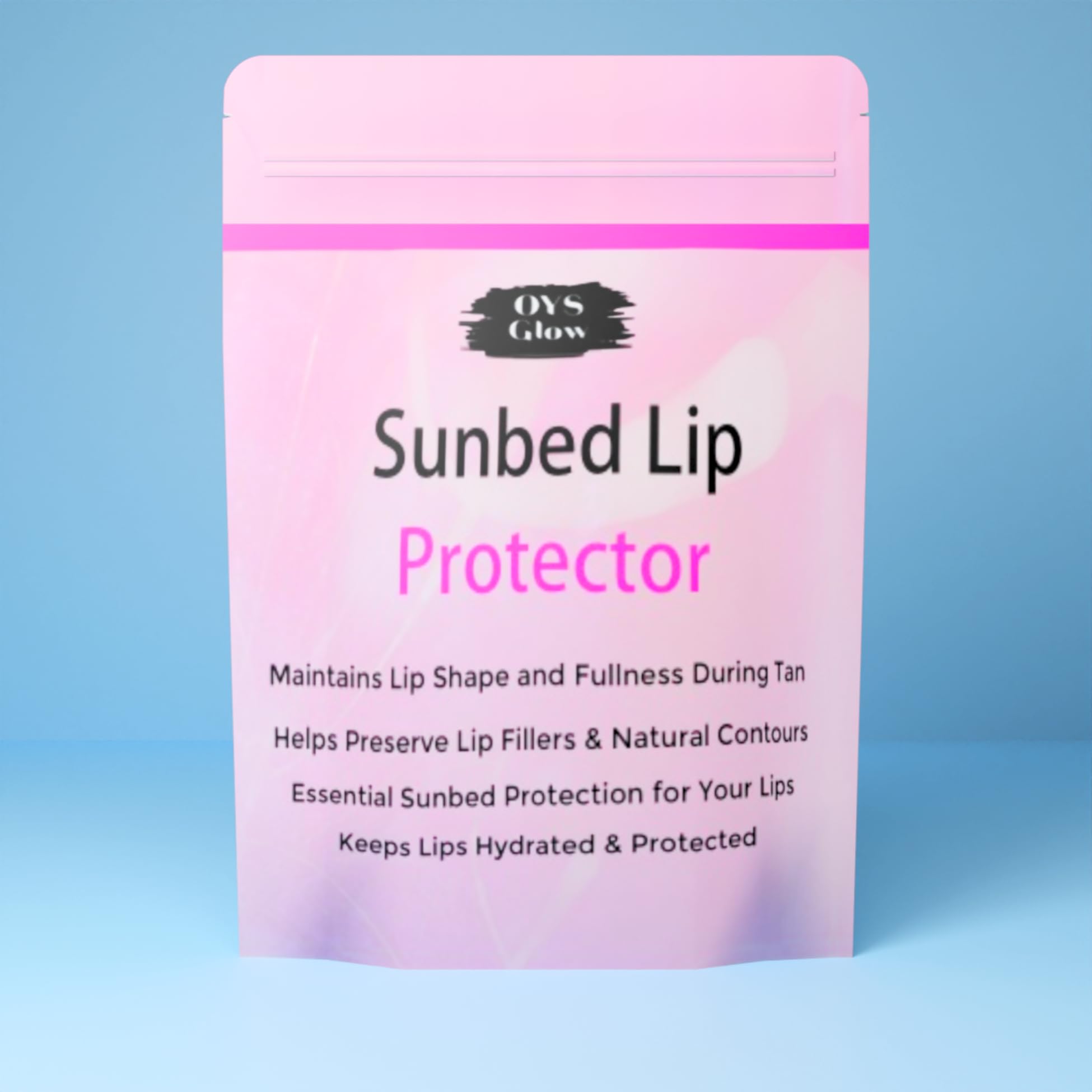 OYS GLOW sunbed lip cover in-travel bag showing portable protection.