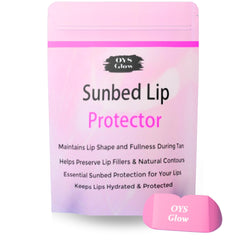 OYS GLOW Sunbed Protective Lip Cover close-up showing silicone lip shield for sunbed lip protection.