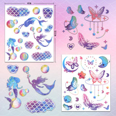 Ozepao glitter tattoo designs featuring butterflies and moons for kid-friendly dress-up.