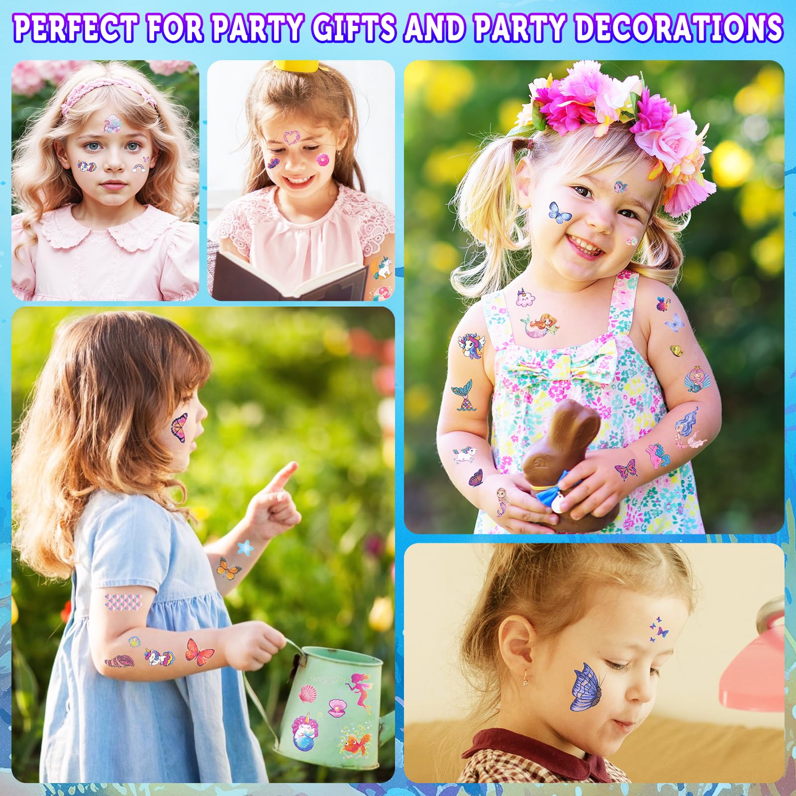 Ozepao glitter tattoos sea-creatures image emphasizes beachwear and summer party mix.