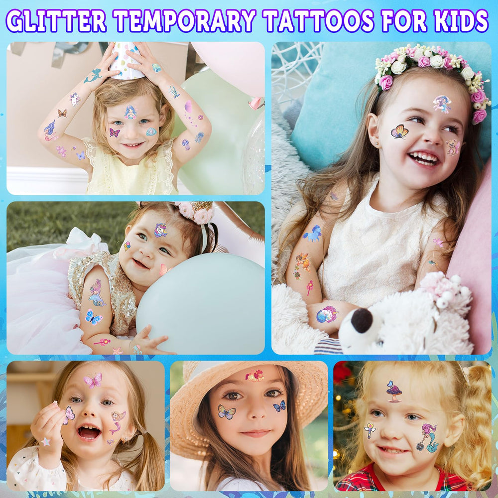 Ozepao glitter tattoos unicorns image showcases magical designs for gifts and celebrations.