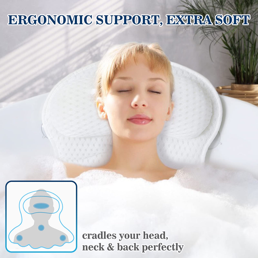 Ozyalo bath pillow back-padding highlights full-length side padding for lower back comfort.