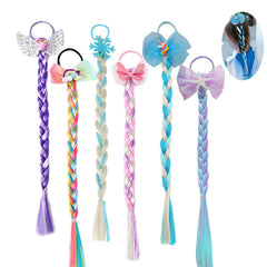 Ozzwolle 6-pcs girls braid extensions pack with colorful styles for playful daily looks.