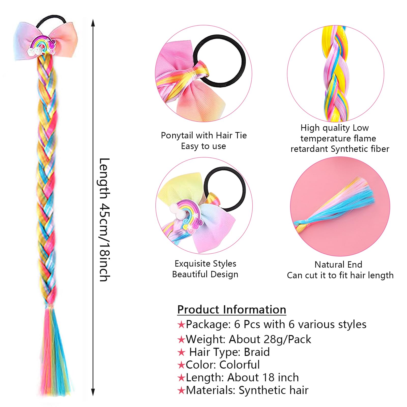 Ozzwolle colored braid hairpieces for kids brighten outfits and hairstyles.