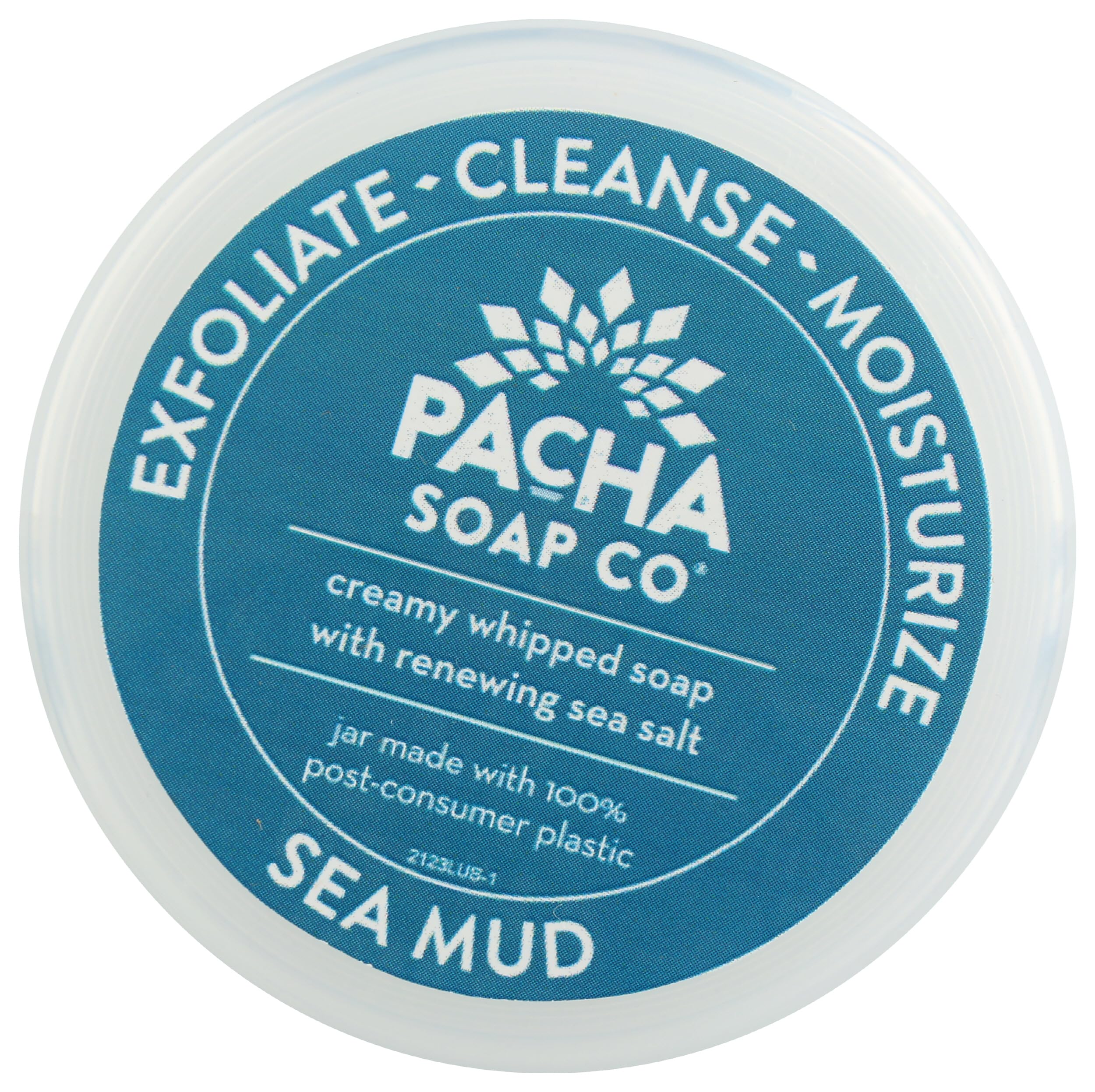 Pacha Soap Co Sea Mud Whipped Scrub packaging highlighting eco-friendly design.