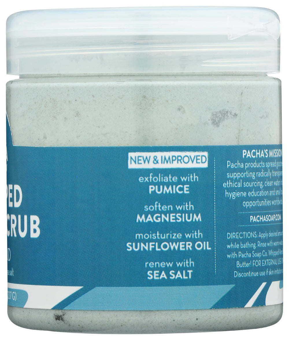 Pacha Soap Co Sea Mud Whipped Scrub during rinse showing gentle cleansing.