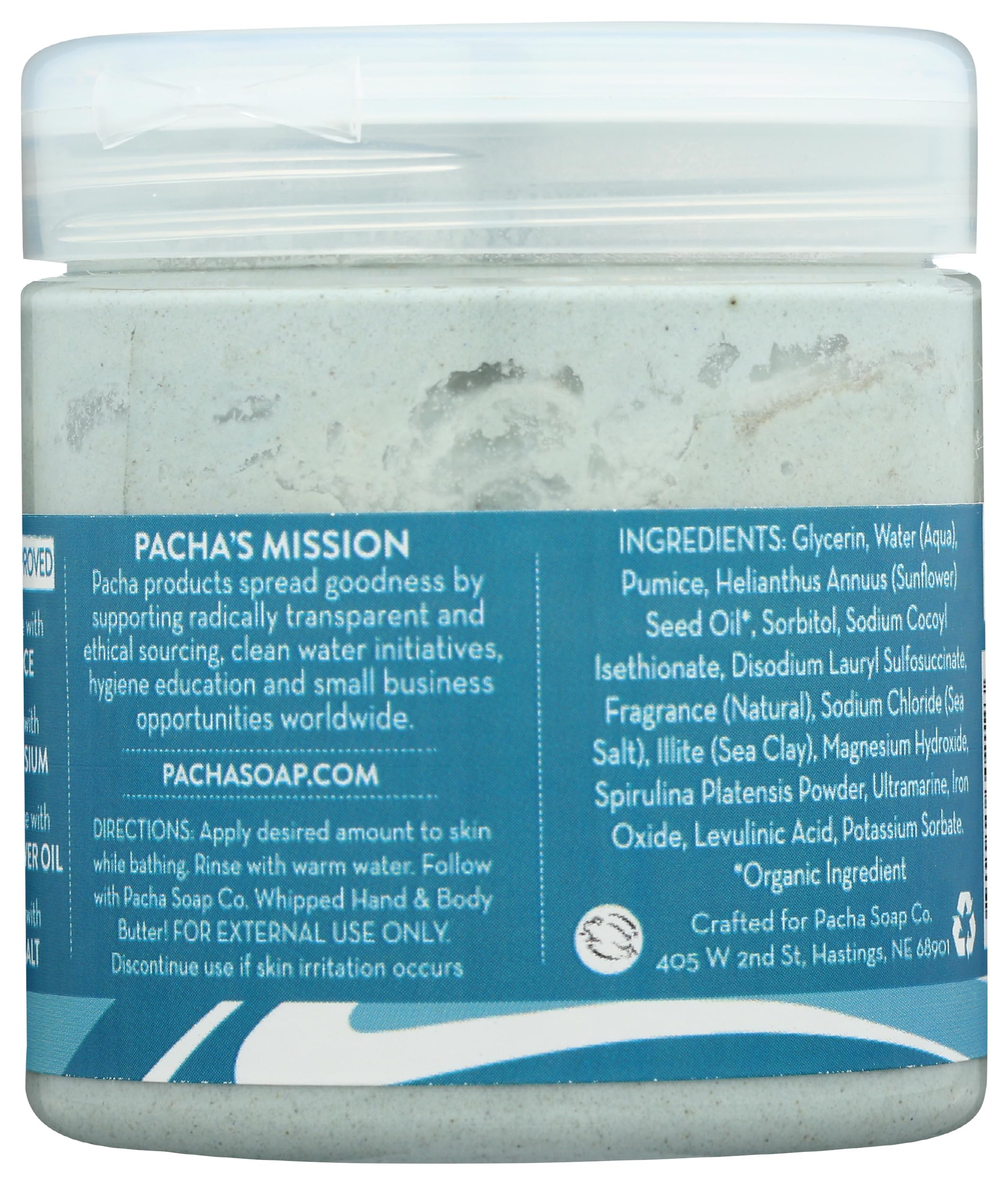 Pacha Soap Co Sea Mud Whipped Scrub closeup texture suggesting creamy scrubbing action.