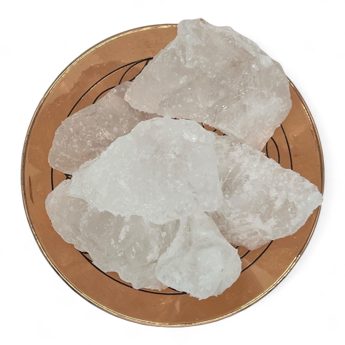 Pachamama Essentials alum stone close-up crystal for natural deodorant use.