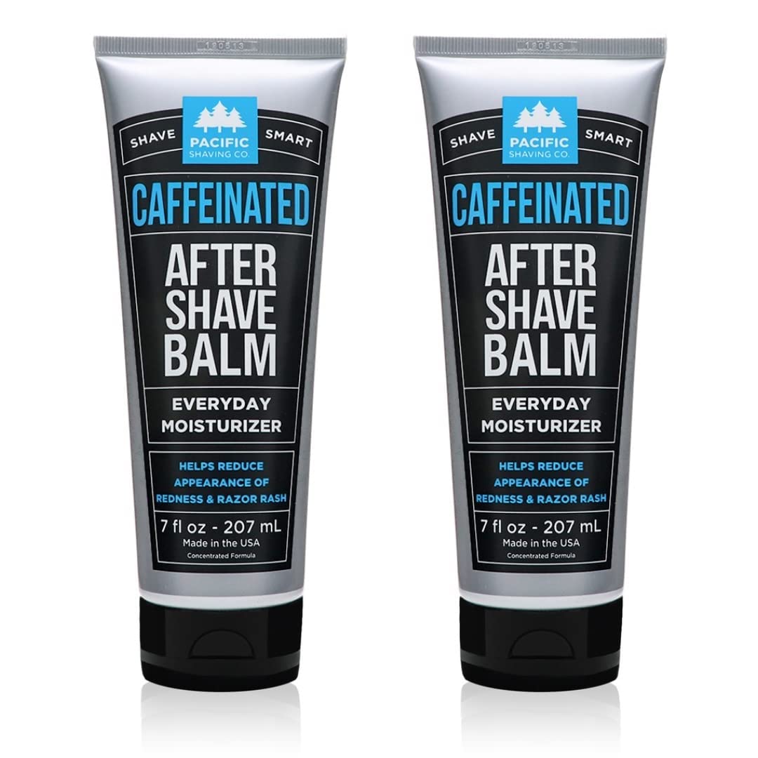 Pacific Shaving Company caffeinated aftershave bottle with refreshing post-shave care