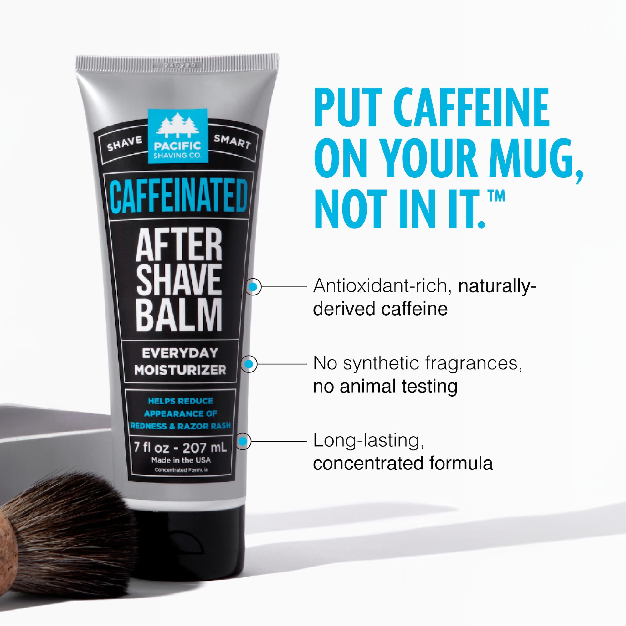 Pacific Shaving caffeinated aftershave dispenser shows easy, precise application