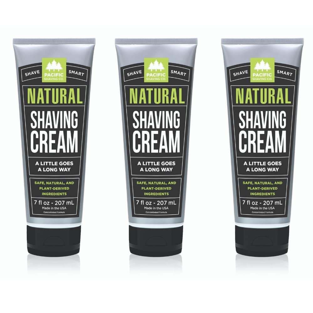 Pacific Shaving Company natural shaving cream with shea butter for sensitive skin hydration.