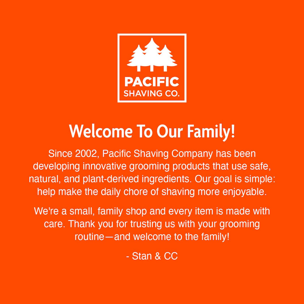 Pacific Shaving Company shaving cream on the face for sensitive skin.