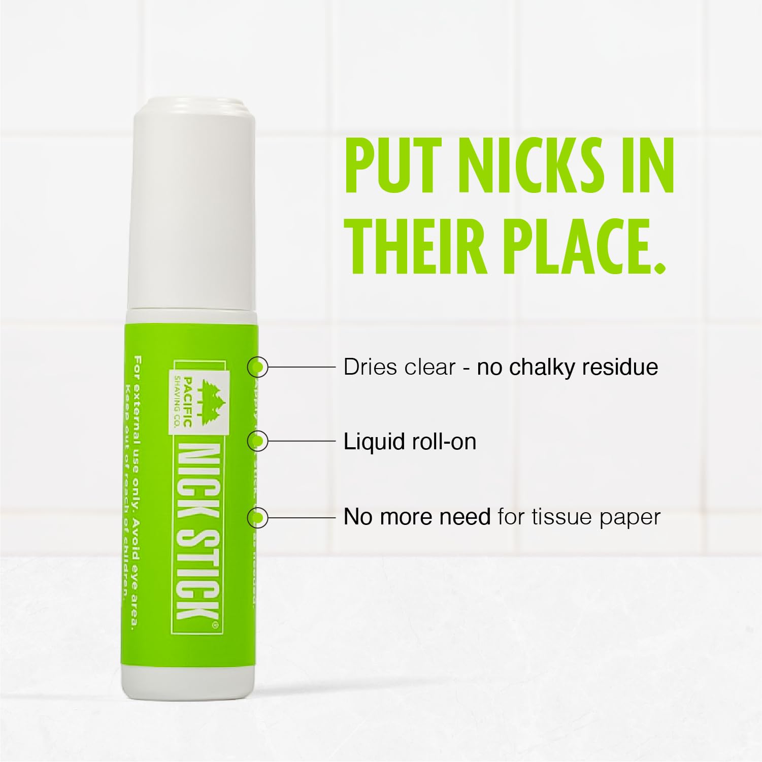 Pacific Shaving Nick Stick dries clear, leaving no obvious residue after application.